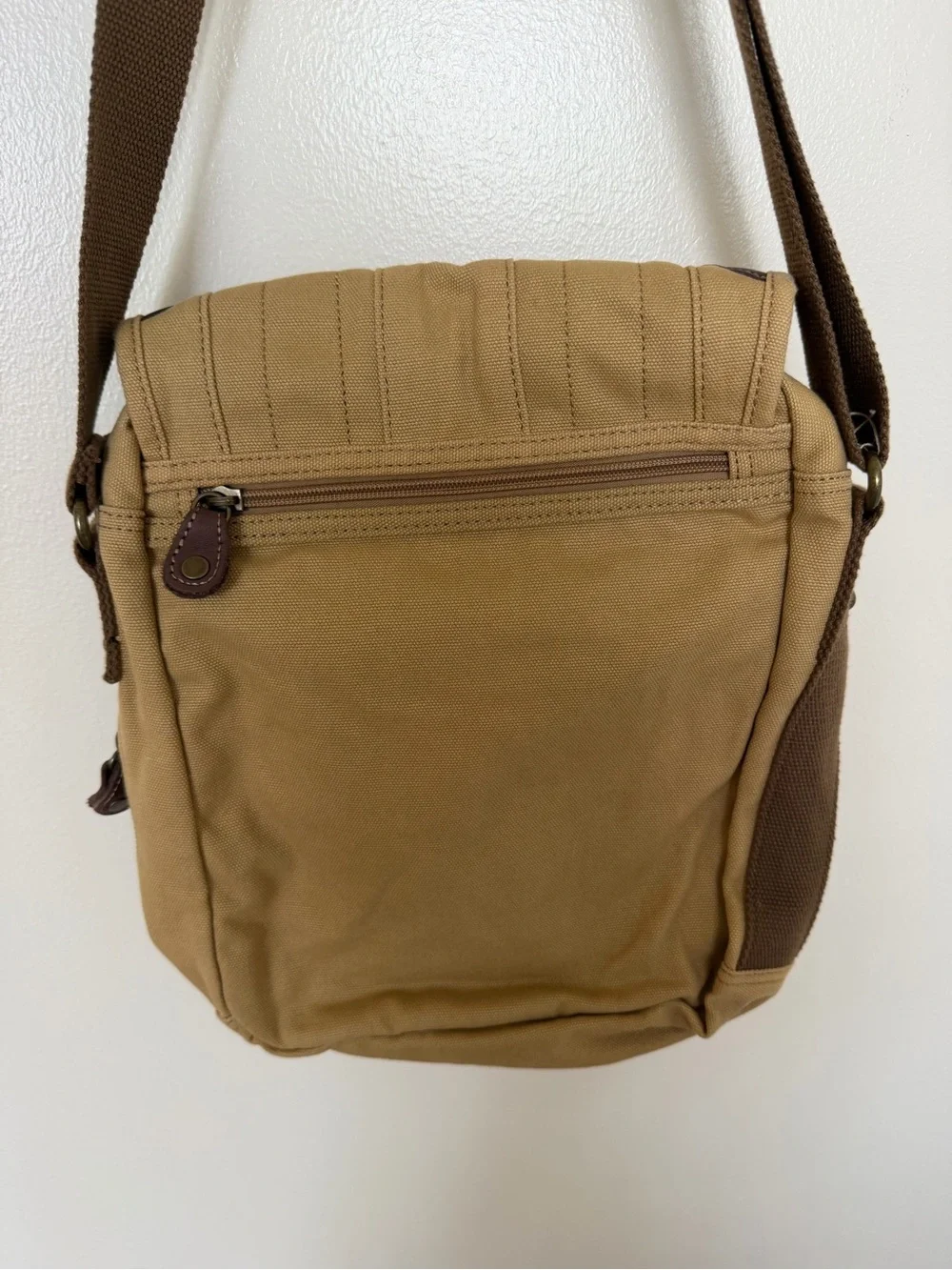 GOOTIUM Khaki Tan Canvas Leather Satchel Crossbody